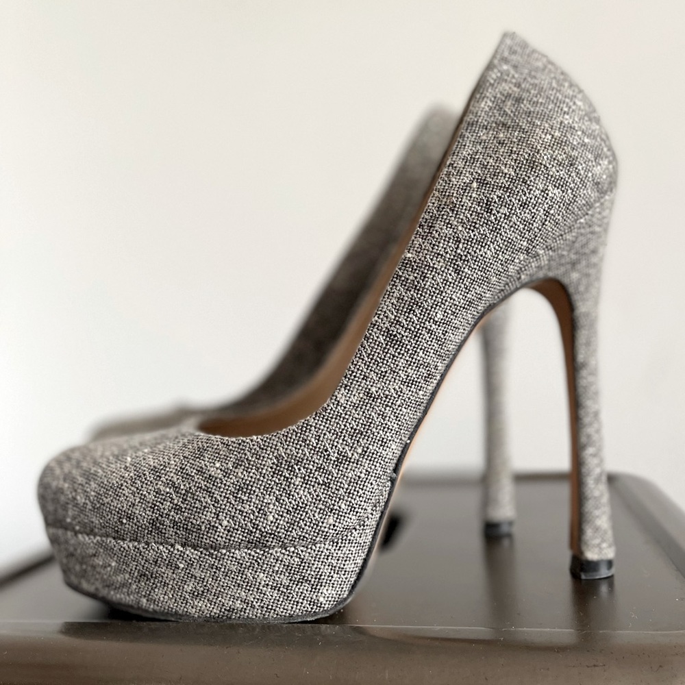 YSL platform shoes | FR38.5 US8 | Gray and silver tweed